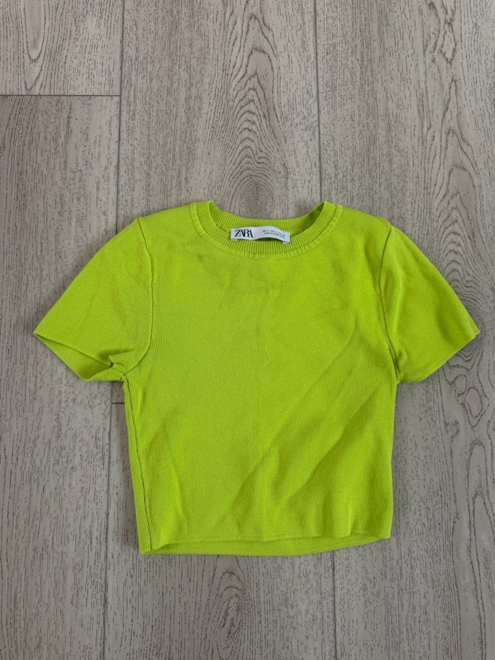 Zara Kids Neon Lime Short Sleeve Tee